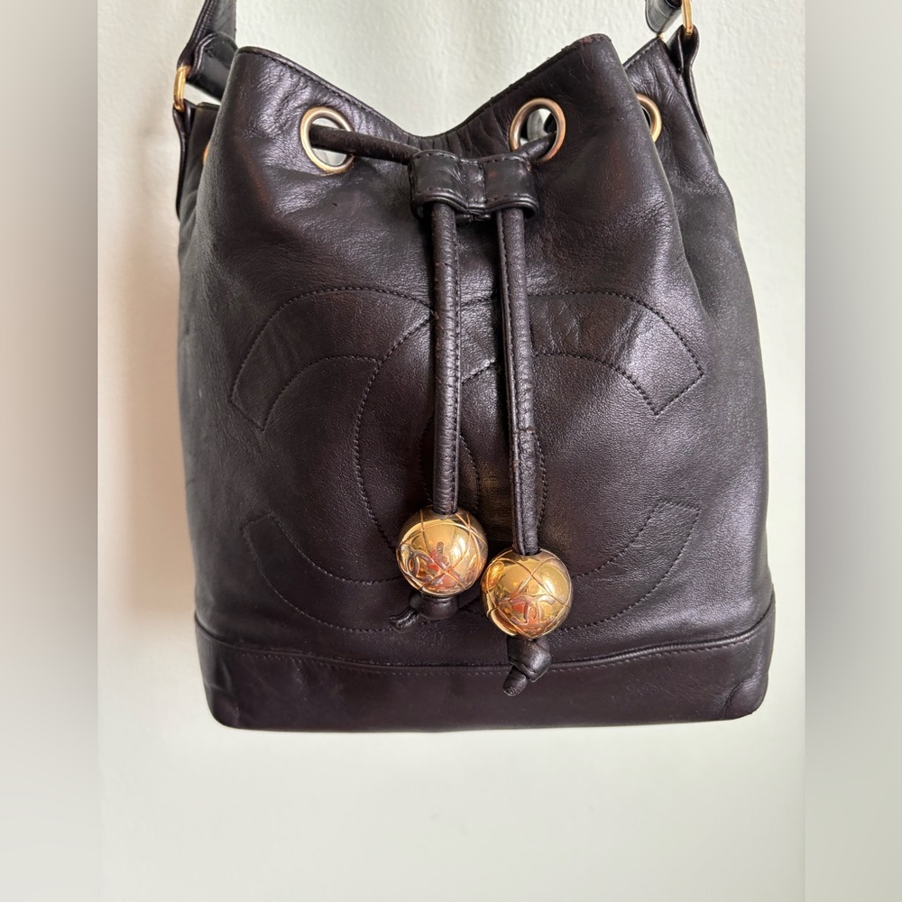 Authentic Chanel Bucket bag with attached pouch